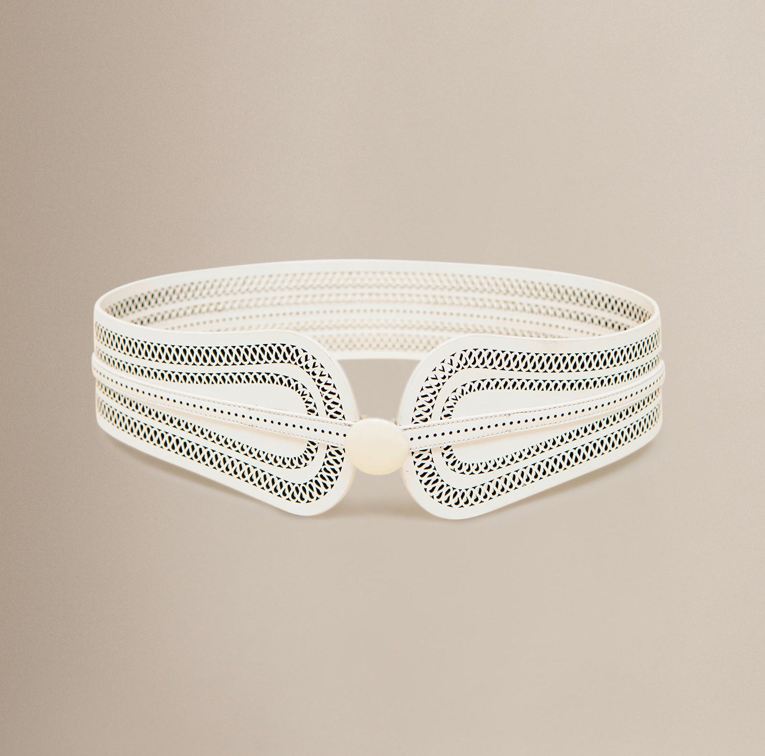  Faux Leather Baaz Belt – Ivory