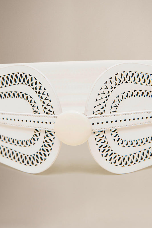 Faux Leather Baaz Belt – Ivory