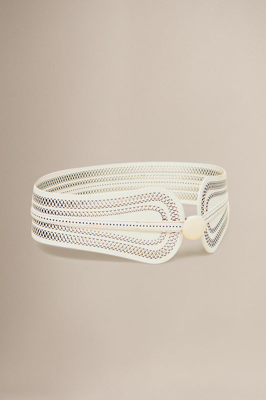 Faux Leather Baaz Belt – Ivory