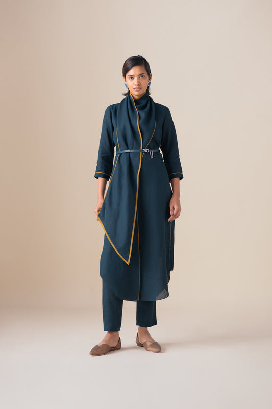 Linen Dilawar Tunic Set – Blue