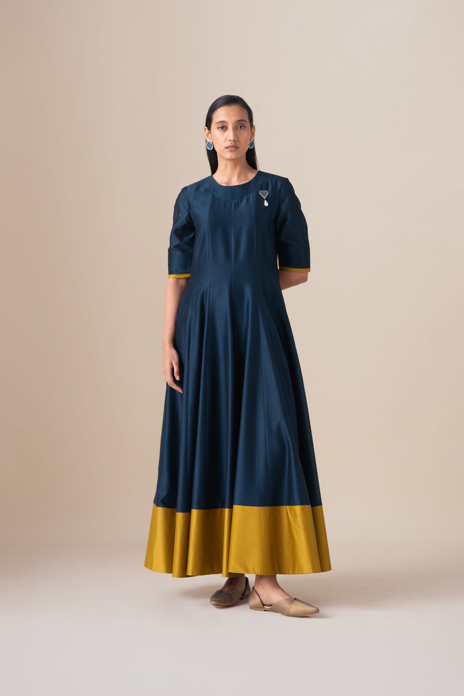  Chanderi Omira Kurta Set – Blue