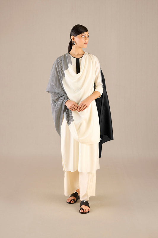 Chanderi Bina Kurta Set – Ivory