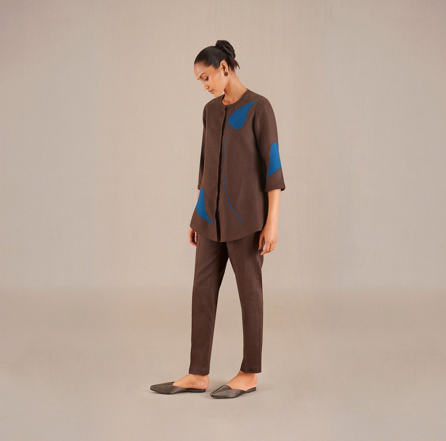 Zenya Shirt Co Ord Set - Dark Brown
