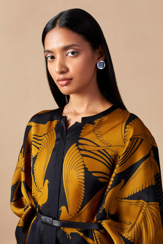 Organza Raynah Shirt Set – Black