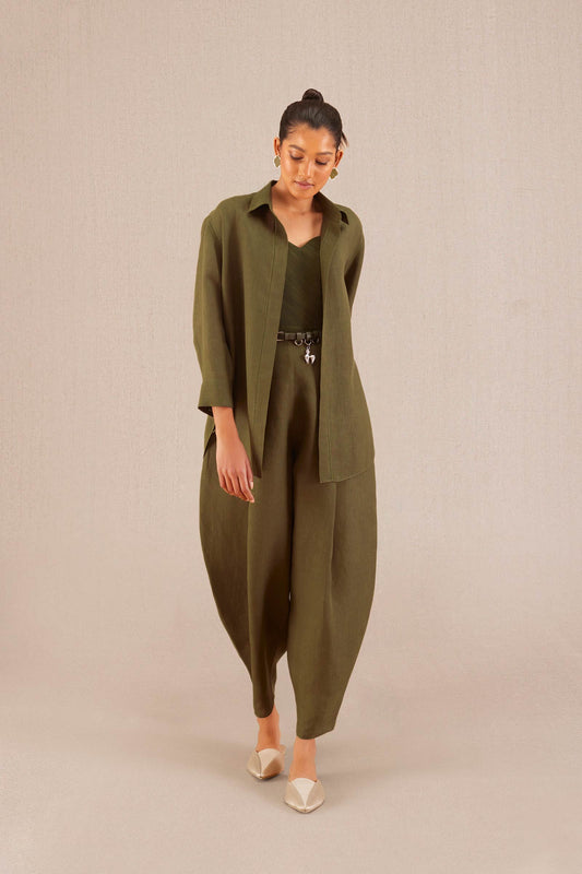 Linen Elizah Co-ord Set – Green