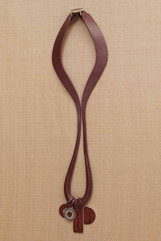 Faux Leather Ellie Neck Piece – Red