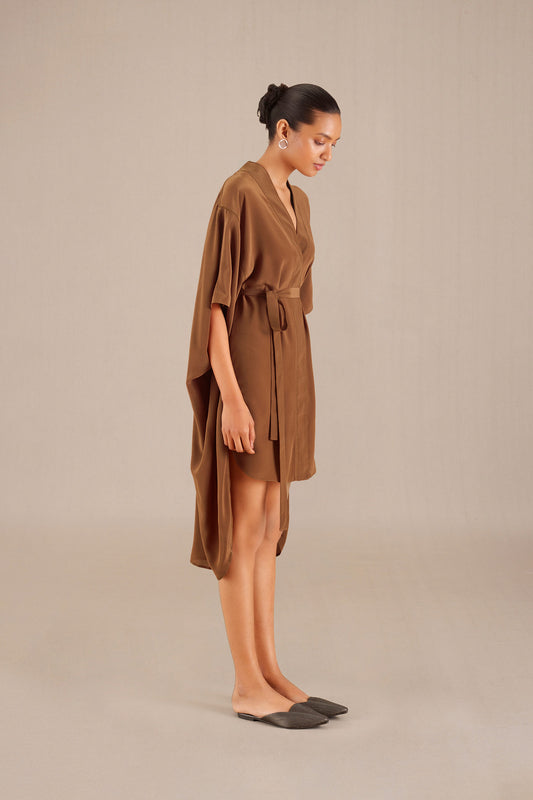 Silk Lena Dress – Brown