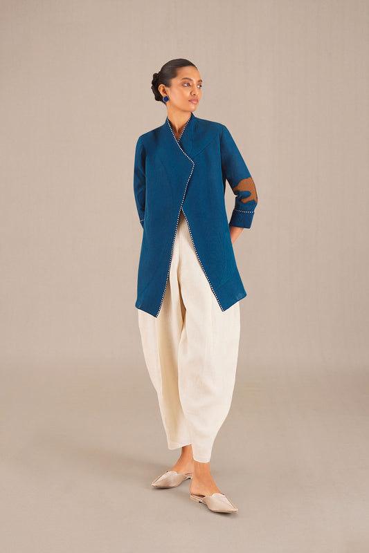Linen Firuzeh Jacket Set – Blue