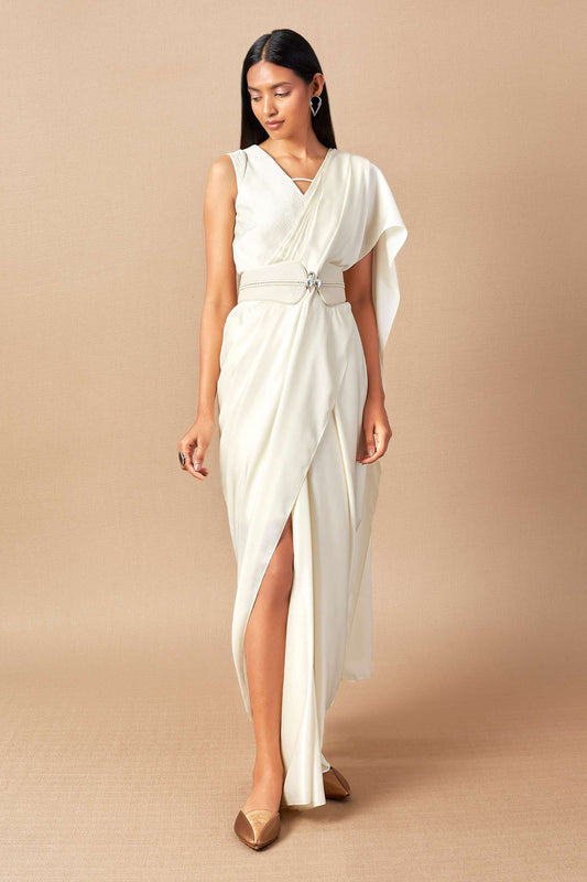 Silk AemÄ Saree – Ivory
