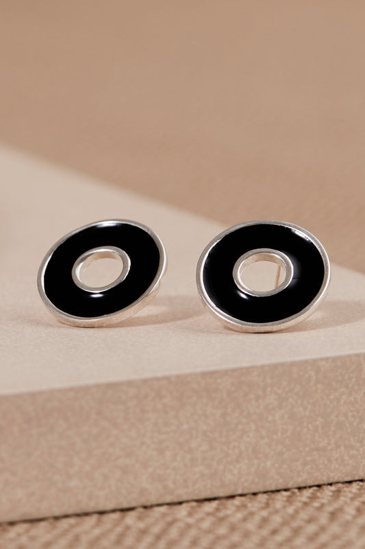 Enamel Nadia Studs – Black