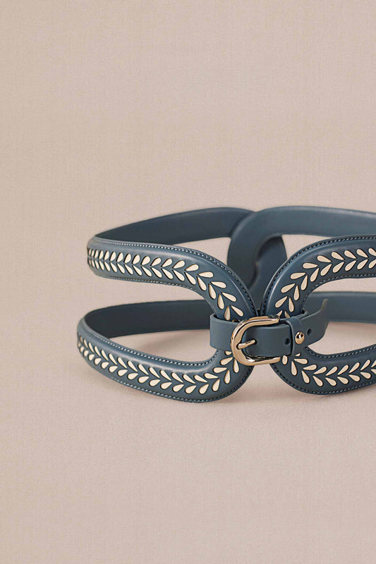 Faux Leather Adara Belt – Blue