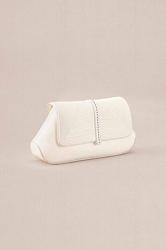 Faux Leather Izrah Clutch – Ivory