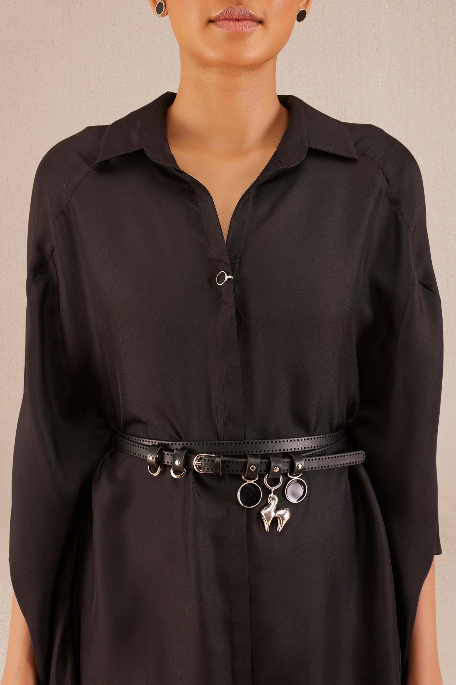 Aria Shirt Dress - Black